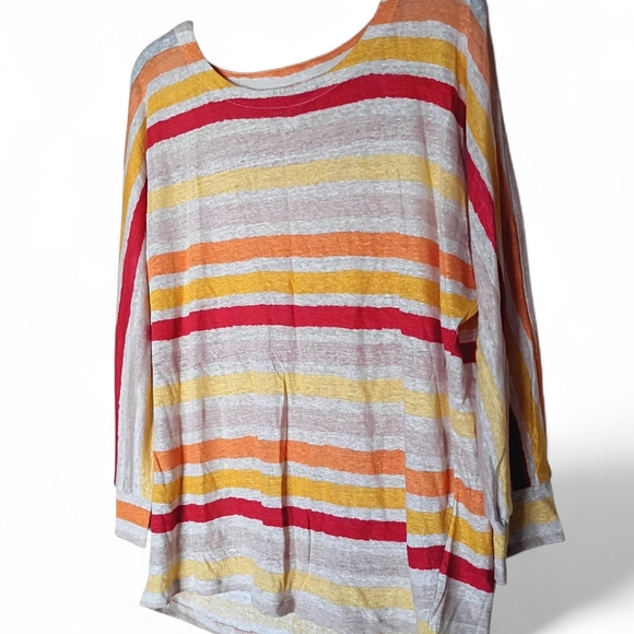 EUC Coldwater Creek 100% Linen Summer Lightweight Striped Top Women's Large - Picture 2 of 5